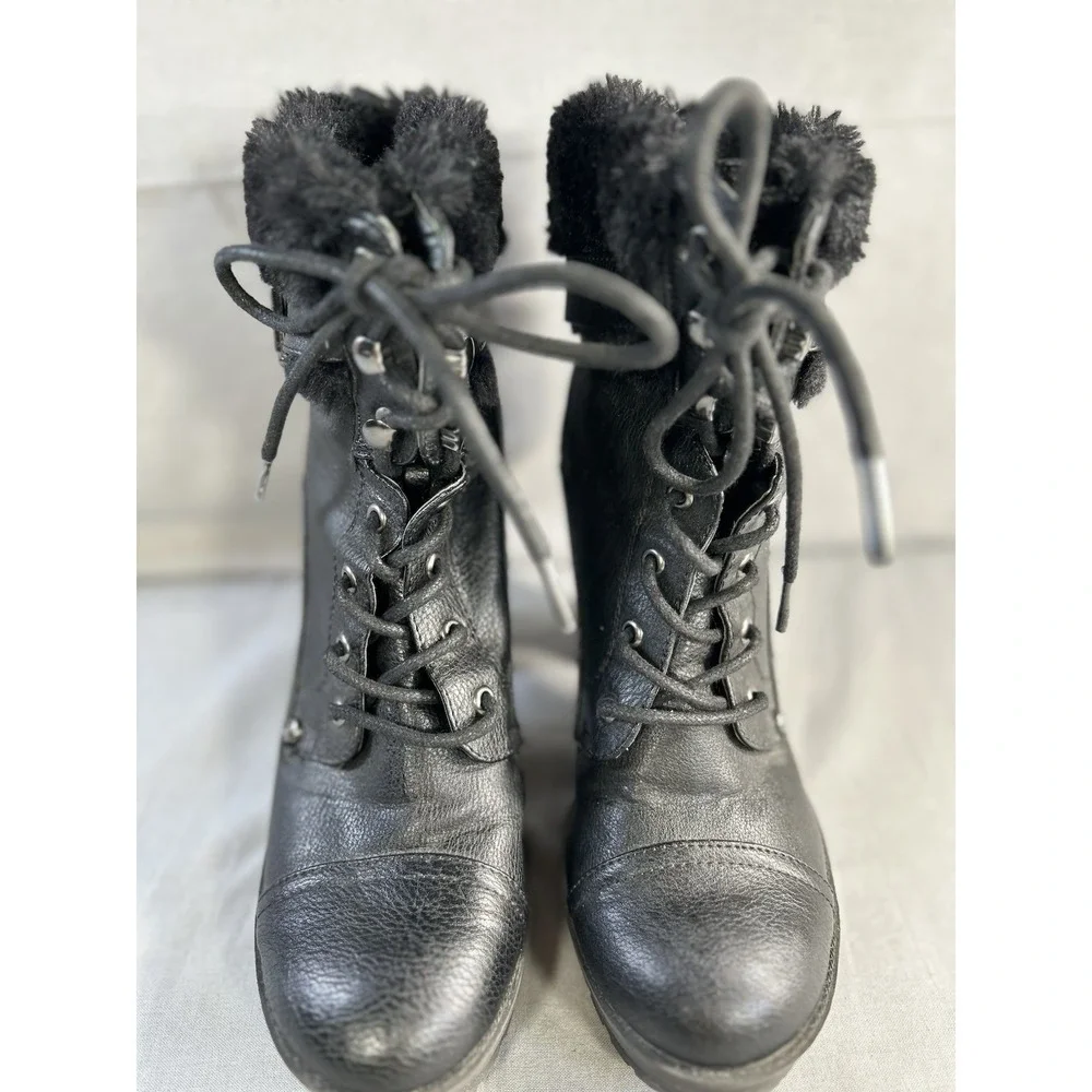G by Guess Faux Fur‎ Trim Black Boots Women's 7M